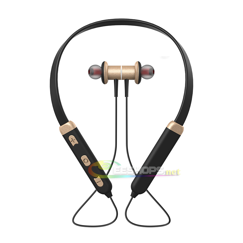 Neckband Bluetooth Headphones Wireless Stereo in-Ear Earphone Earbuds Mic 8 7 X 4 5 iPhone 7 8 6S 6 Plus 6 X Se 5 5S 4 Runners Running Sports Gym Exercises Golden Color