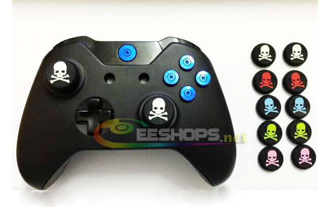 New Thumb Grips Silicone Rocker JoyStick Cap Cover Skull for Microsoft Xbox One 360 Slim E S XboxOne Xbox360 Controllers Blue A Pair Replacement Spare Parts Free Shipping