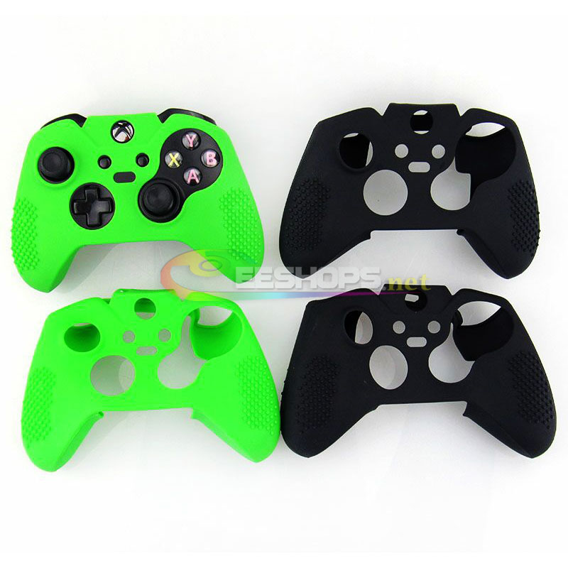 Best New Silicon Skin Protector Case for Microsoft Xbox One Elite Wireless Controller Rubber Protective Cover Sleeve Armor Green Color With Free Thumb Grips
