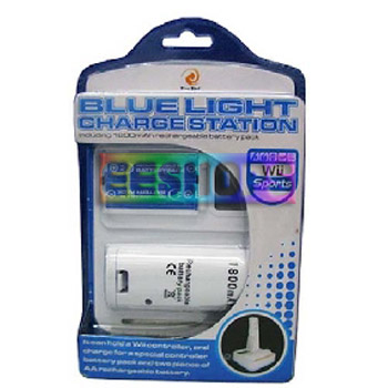 Wii Blue Light Charge Station Include Rechargeable Batttery